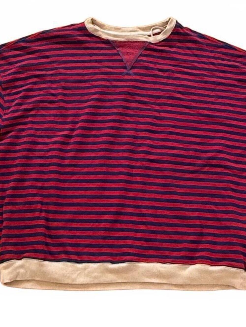 Free People We The Free Red Navy Striped Oversized Sweatshirt Size L